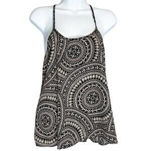 Boho Print Halter Spaghetti Strap Flowy Blouse Racer Back Tank Top Small‎ Nabee